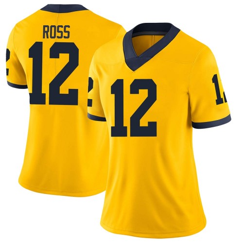 Josh Ross Michigan Wolverines Women's NCAA #12 Maize Limited Brand Jordan College Stitched Football Jersey BBI3854VA